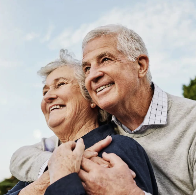 Older couple on a bench